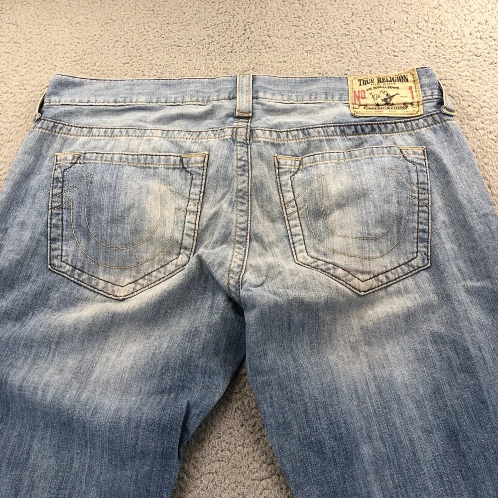 True Religion Jeans Mens 40x33 Blue Bobby Faded Light Wash Y2K Denim USA Made